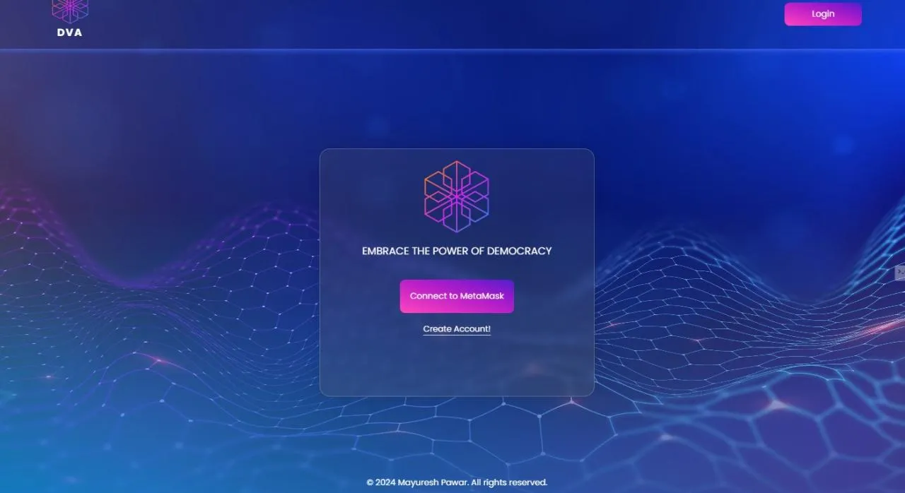 Screenshot of the DVA voting app